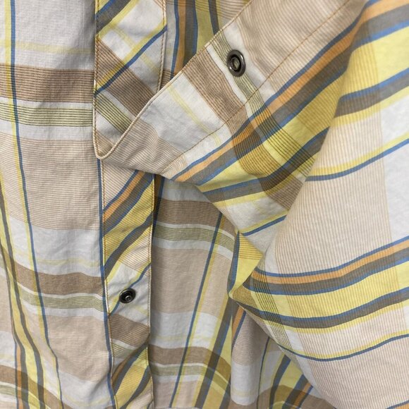 Ascend Snap Up Lightweight Shirt Mens 2XL Plaid Yellow Brown Outdoor Pocket XXL - Picture 10 of 13